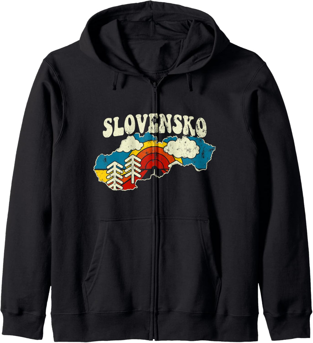 Slowakei Vintage Slowakische Landkarte Regenbogen Retro 70er Jahre Karte Kapuzenjacke