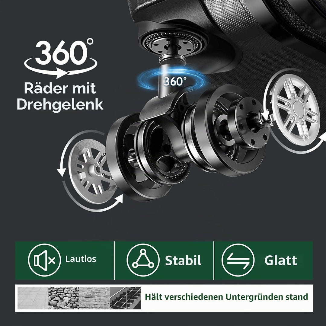 LALAHO Kofferset 4 teilig (Dunkelgrau) Dunkelgrau-3 Kofferset 4tlg(Streifen), Dunkelgrau-3 Kofferset