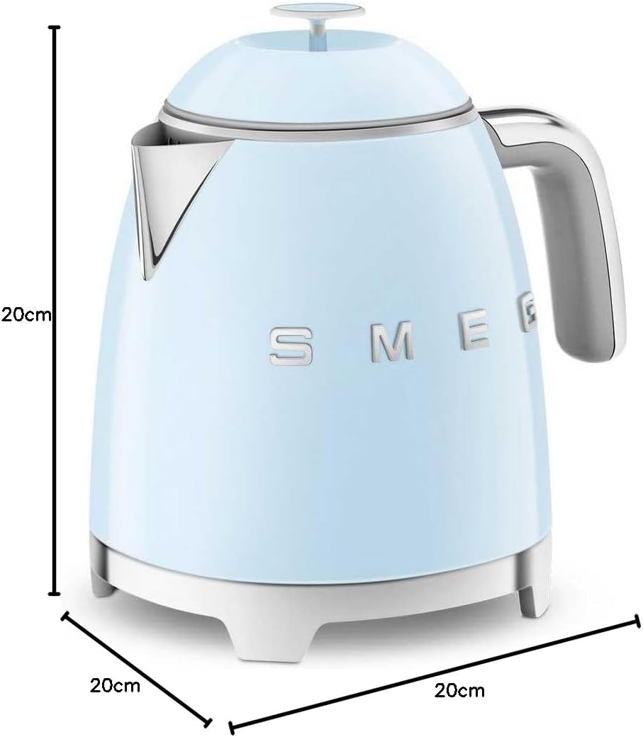 Smeg KLF05PBEU Mini Wasserkocher Blau 0.8 Liter Pastellblau, 0.8 Liter Pastellblau