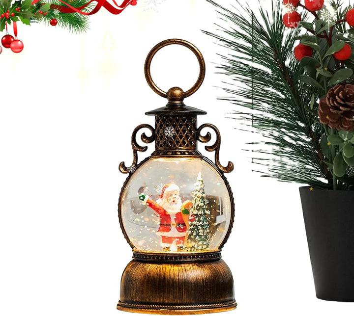 Weihnachtsmann Schneekugel Laterne - 6-Stunden Zeitschaltuhr mit Griff | Beleuchtete Schneekugel für