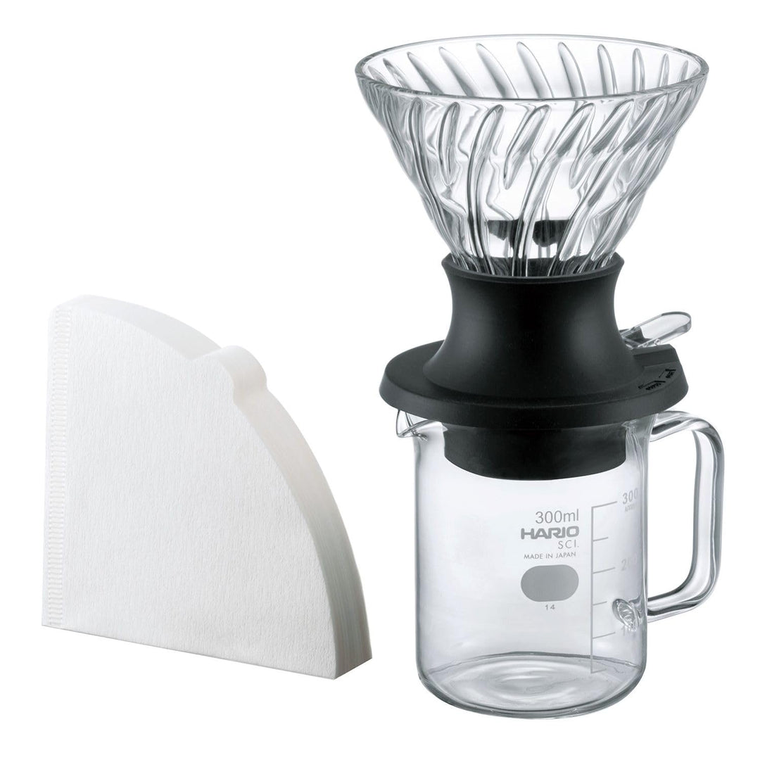 HARIO Start-Stop Dripper Set 200ml Handfilter Kaffeebereiter | SSD-5012-B, Schwarz Size 02 (Set) Sch