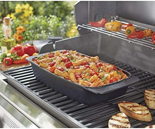 Weber 17888 BBQ Keramik-Kasserolle, Bräter, Schmorpfanne, 42x22,5 cm, schwarz Single, Single