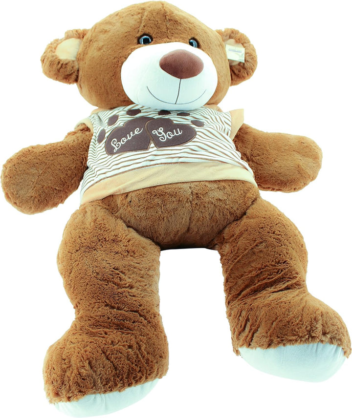 Sweety-Toys 5383 Riesen Teddy Teddybär LOVE YOU Bär 120 cm Teddybär mit Kapuzen T-Shirt LOVE YOU Plü