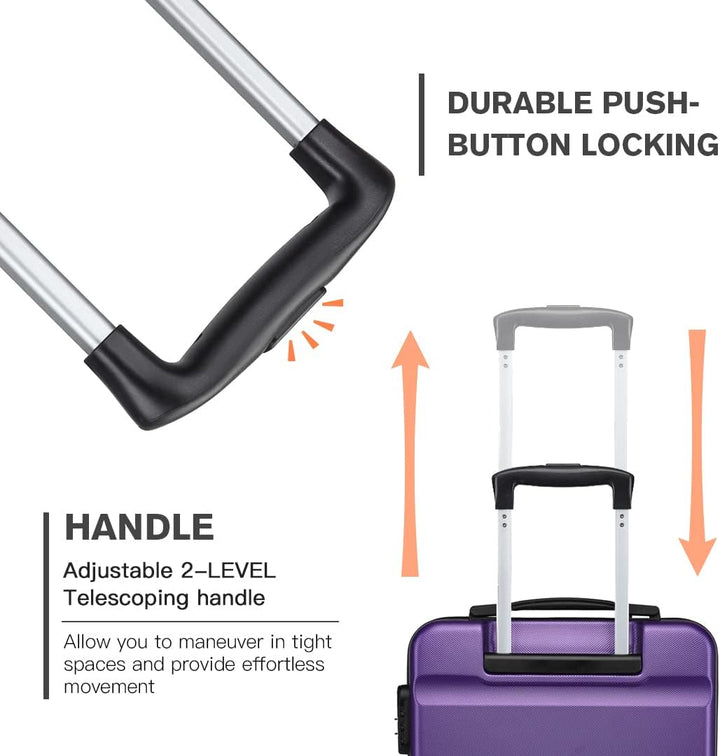 KONO Koffer Trolley Handgepäck Leicht Hartschalenkoffer aus ABS Reisekoffer mit 4 Rollen Handgepäck