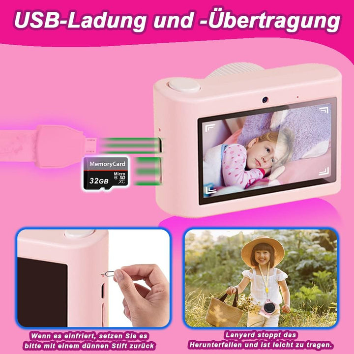 Kinderkamera, 48MP 1080P Sofortbildkamera Kinder mit 2,4 Zoll Touchscreen, Digitalkamera Kinder mit