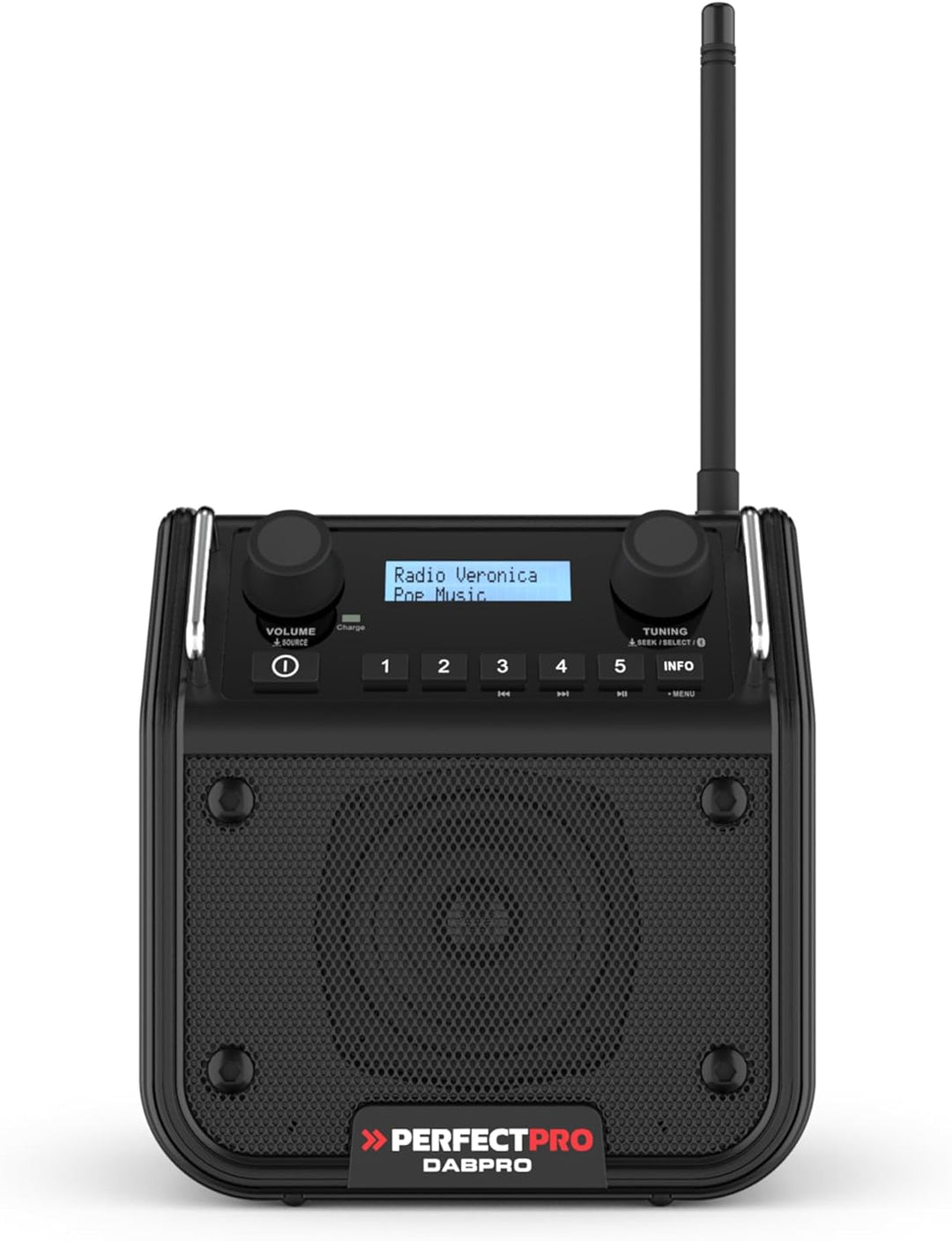 PerfectPro Baustellenradio DABPRO, DAB+ und UKW-Empfang, AUX-Eingang, MP3, Bluetooth, Netzstrom und