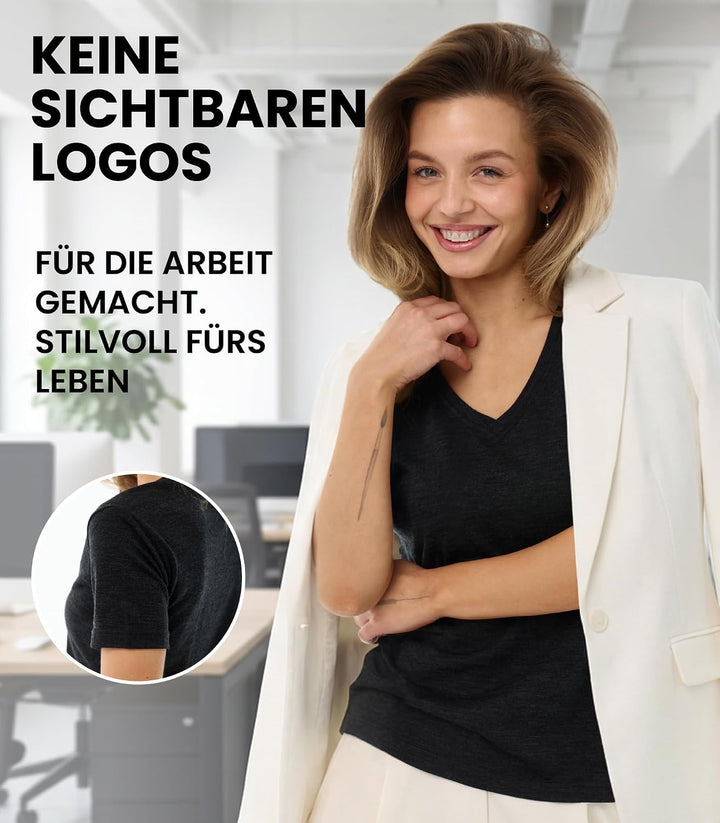 Merino.tech 100% Merino T-Shirt Damen - Sport Thermo Unterhemd Alltag S Regenwaldgrün, S Regenwaldgr