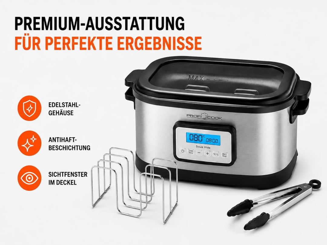 ProfiCook SV-1112 PC-SV 1112 Sous Vide Garer, punktgenaues Garen der Speisen durch elektronische Tem
