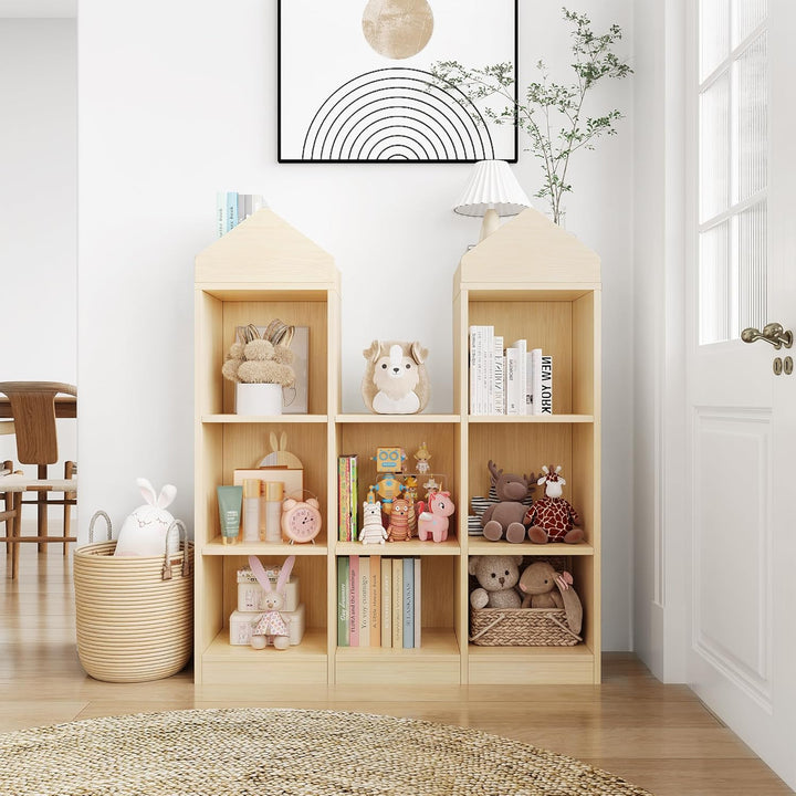 Garvee Bücherregal Kinder Schloss-Design mit Leseecke – Multifunktionales Holzregal mit Spielzeugreg