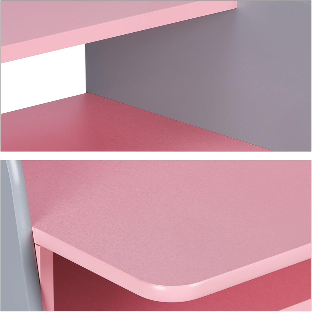 Relaxdays Kindertisch mit Sitzbank, 2 Fächer, höhenverstellbarer Kinderschreibtisch, HxBxT: 88 x 90