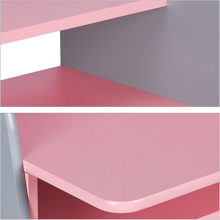 Relaxdays Kindertisch mit Sitzbank, 2 Fächer, höhenverstellbarer Kinderschreibtisch, HxBxT: 88 x 90