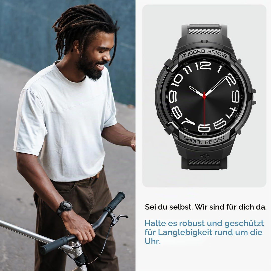 Spigen Rugged Armor Pro Hülle mit Armband Kompatibel mit Samsung Galaxy Watch 6 Classic 47mm 2023 -