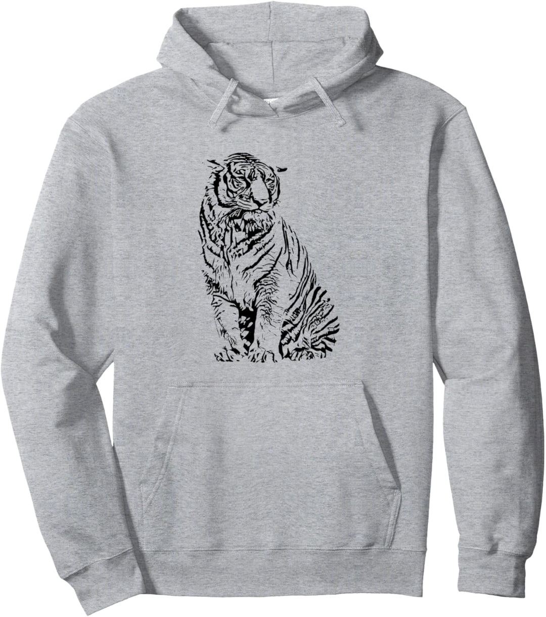 Tiger Motiv Raubkatzen Dschungel Katzen Zähne Krallen Tiger Pullover Hoodie