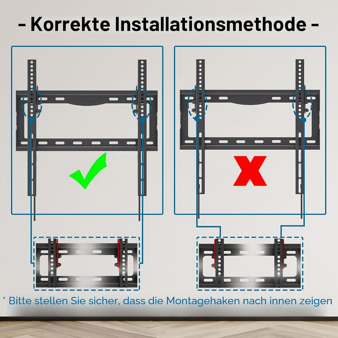 BONTEC TV Wandhalterung für 26-65 Zoll LCD/LED/OLED/Plasma Fernseher, Neigbare Ultraslim TV Halterun
