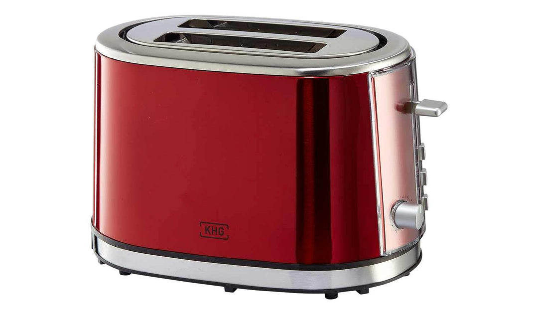 KHG Toaster TO-852 MRE | Toaster 2 Scheiben Rot 850 W | mit Brötchenaufsatz, 6 Röstgradstufen mit Br