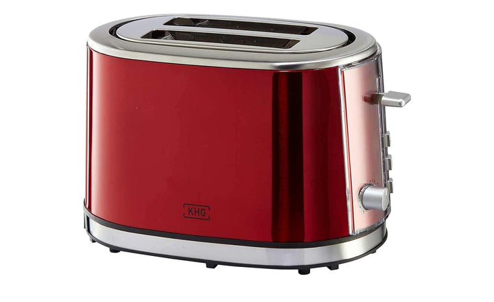 KHG Toaster TO-852 MRE | Toaster 2 Scheiben Rot 850 W | mit Brötchenaufsatz, 6 Röstgradstufen mit Br