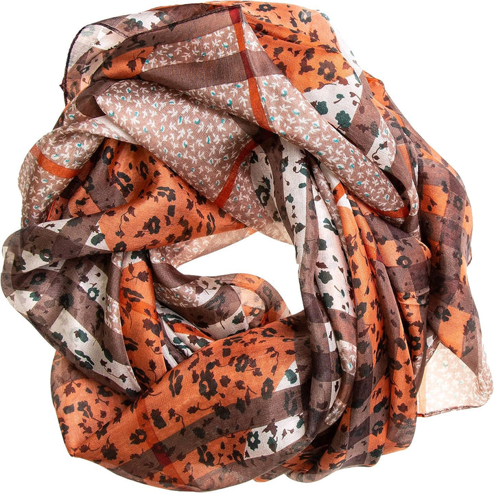 Tinitex Seidenschal Halstuch Schal Chiffon Streifen braun 180x110cm Grafikprint