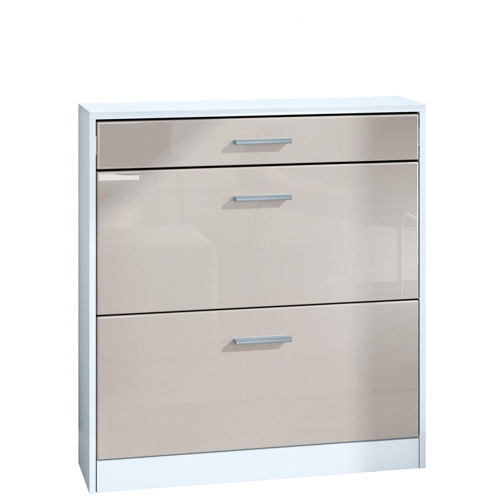 Schuhschrank Roma Schmal mit 2 Klappen und 1 Schublade, Platzsparender Schuhkipper Flurschrank für D