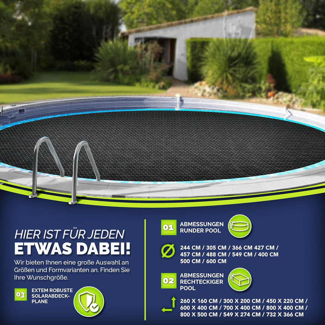 tillvex® Premium Pool Solarabdeckplane 400 µm Rechteckig 800x400 cm | Solarfolie Wärmeplane zuschnei