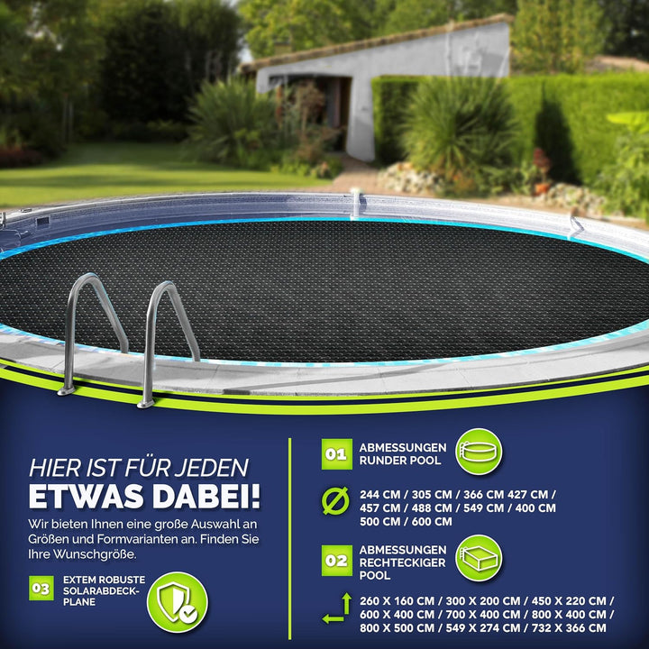 tillvex® Premium Pool Solarabdeckplane 400 µm Rechteckig 800x400 cm | Solarfolie Wärmeplane zuschnei