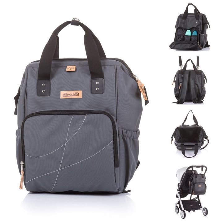 Chipolino Kinderwagentasche, Rucksack Wickelunterlage, Henkel Träger verstellbar, Farben:grau, Grau