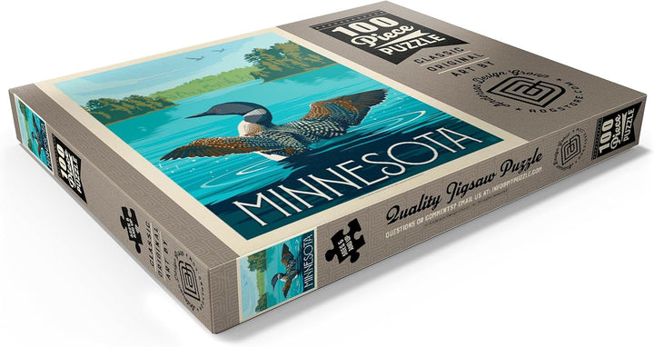 MyPuzzle Minnesota: Seetaucher, Vintage Poster - Premium 100 Teile Puzzle - MyPuzzle Sonderkollektio