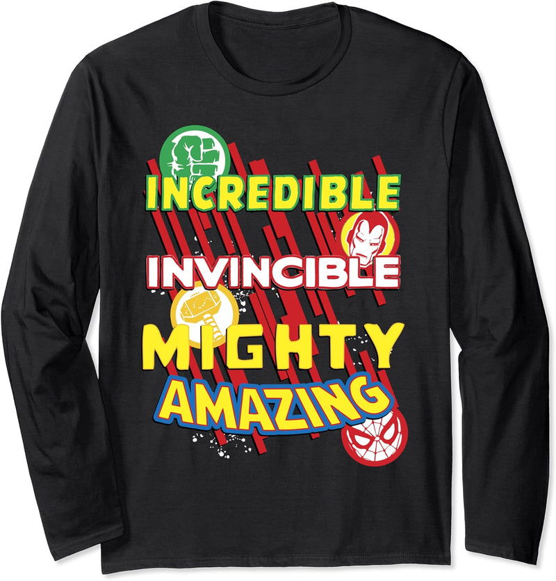 Marvel Avengers Incredible Invincible Mighty Amazing Langarmshirt