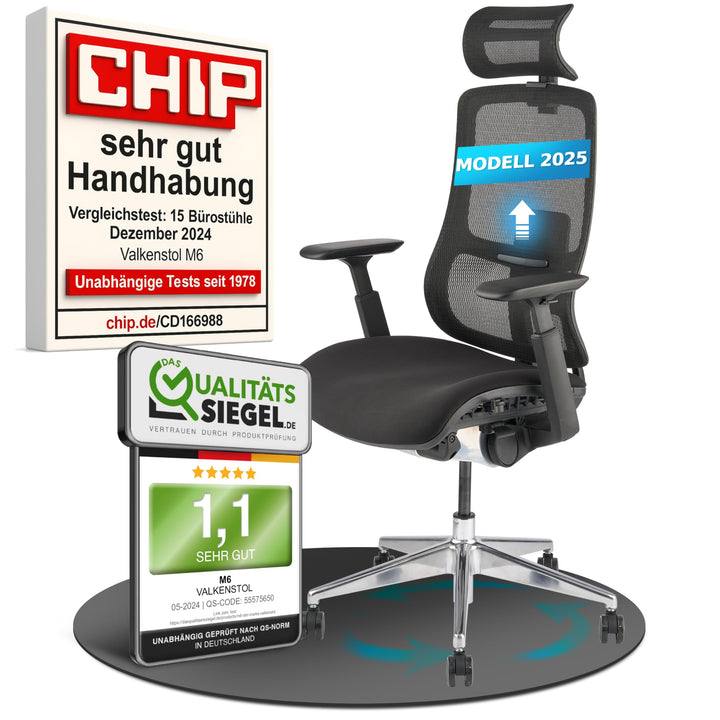VALKENSTOL M6 Ergonomischer Bürostuhl 150 KG [Grosse Menschen, Schaumstoff-Sitz] Bürostuhl Ergonomis