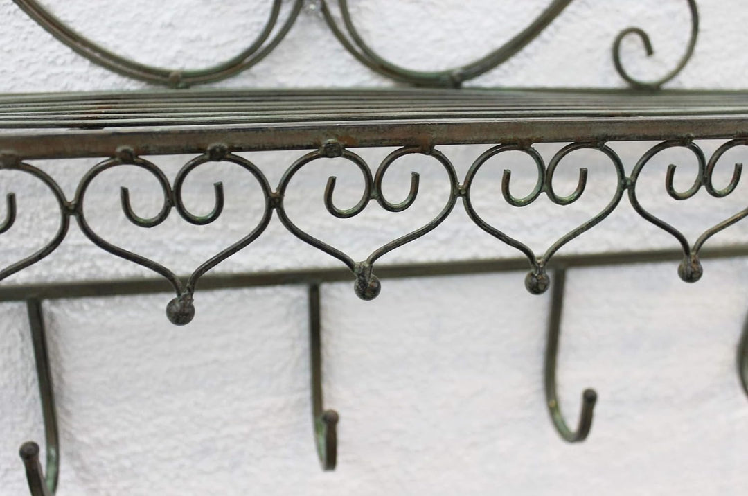 DanDiBo Wandgarderobe Metall mit Ablage 60 cm Malega Kleiderhaken 12205 Wandregal Garderobe Vintage