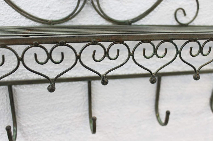 DanDiBo Wandgarderobe Metall mit Ablage 60 cm Malega Kleiderhaken 12205 Wandregal Garderobe Vintage