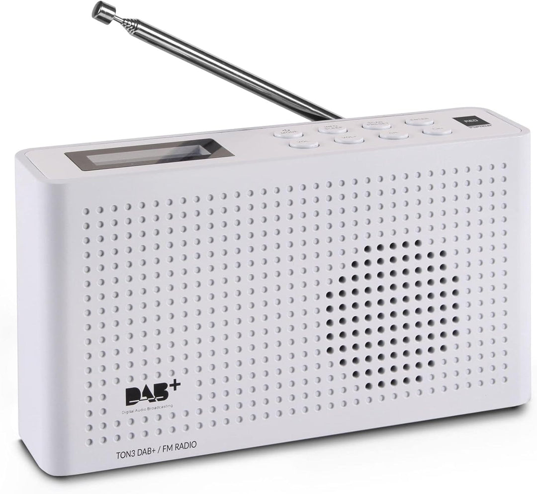 RED OPTICUM Ton 3 FM/ DAB/ DAB+ Radio weiss - Tragbares UKW Radio mit Lautsprecher & Kopfhöreranschl