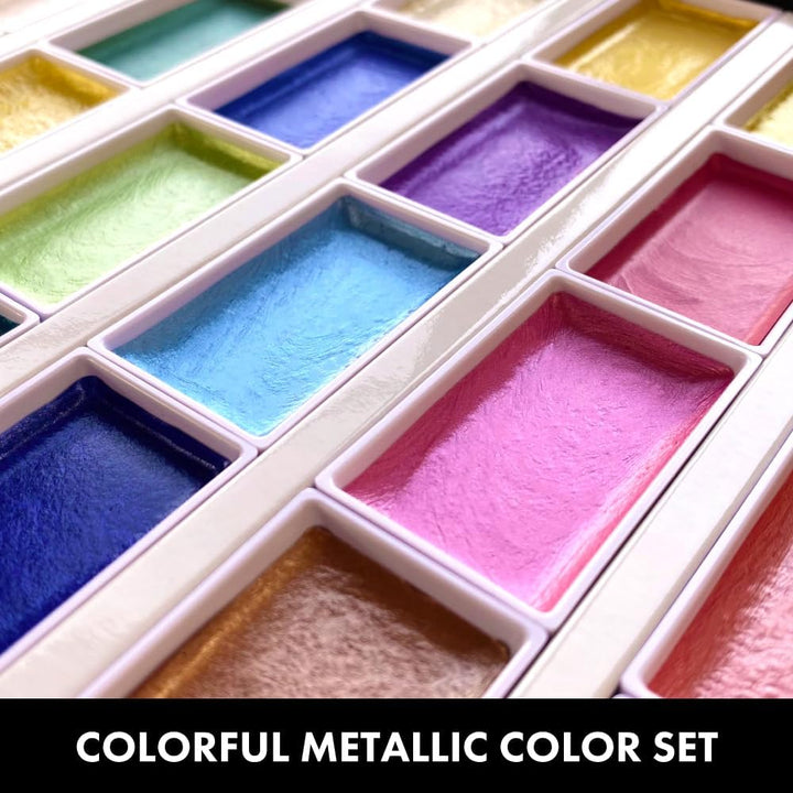Kuretake Gansai Tambi Aquarell-Set (Metallic 24 Farben Set), MC20/24V/NW2, Metallic 24 Farben Set