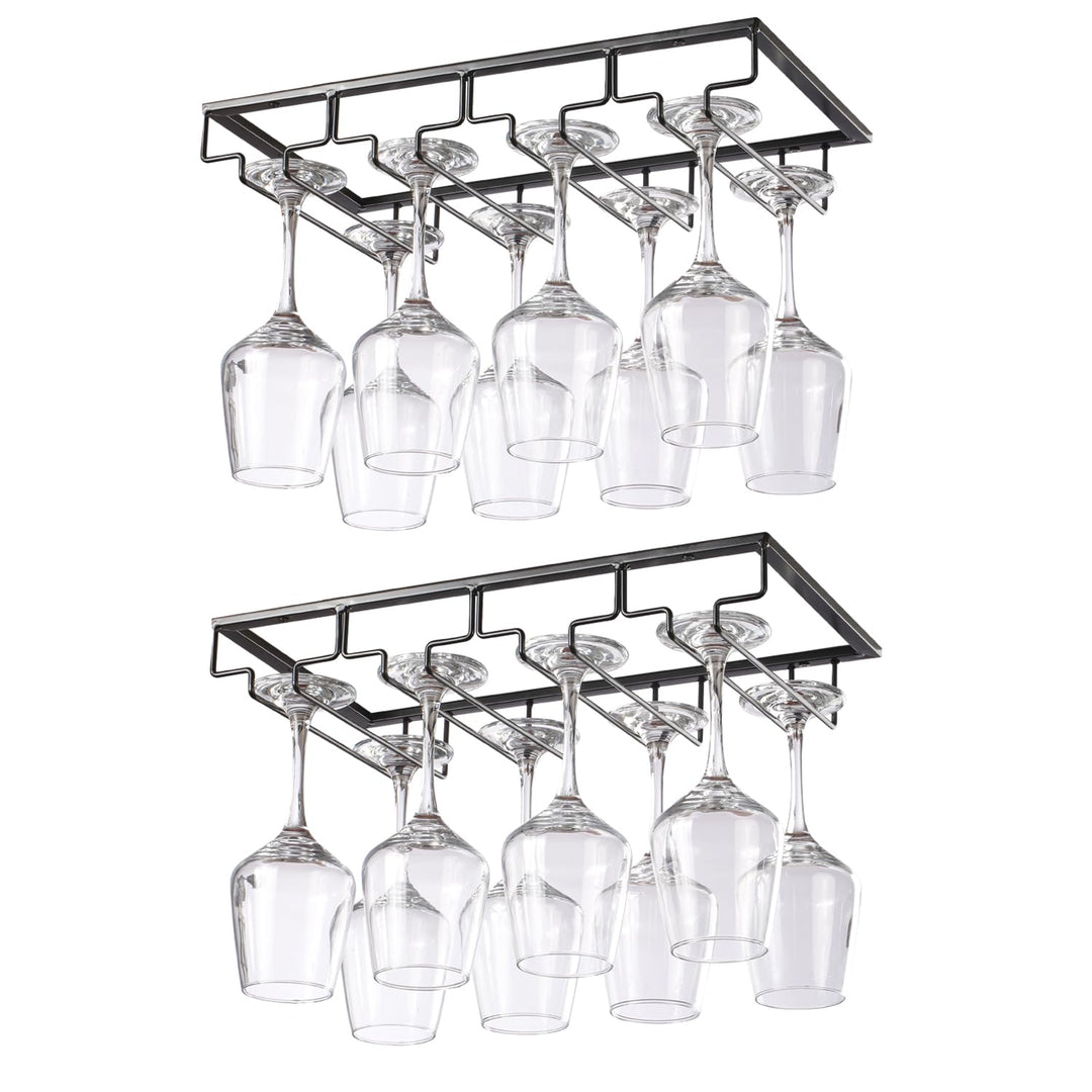 YunNasi 2 Stück 4 Reihige Weinglashalter Gläserhalter aus Metall Gläserschiene Halter Unter Schrank