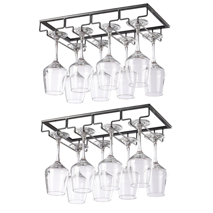 YunNasi 2 Stück 4 Reihige Weinglashalter Gläserhalter aus Metall Gläserschiene Halter Unter Schrank
