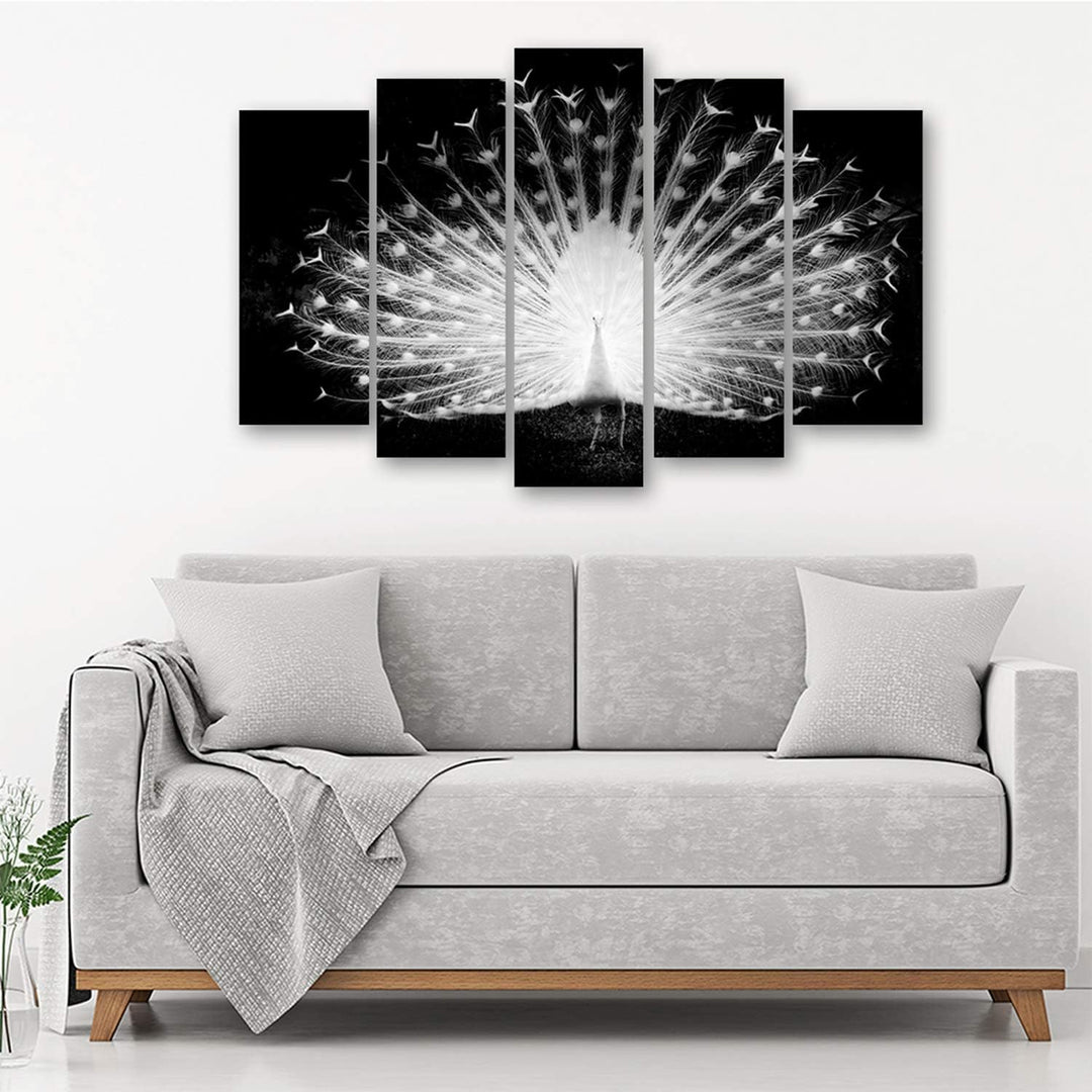 Feeby Bilder 5 Teile XXL Natur Vogel Pfau Typ A 250x120 cm Wohnzimmer Schlafzimmer Büro Flur Küche W