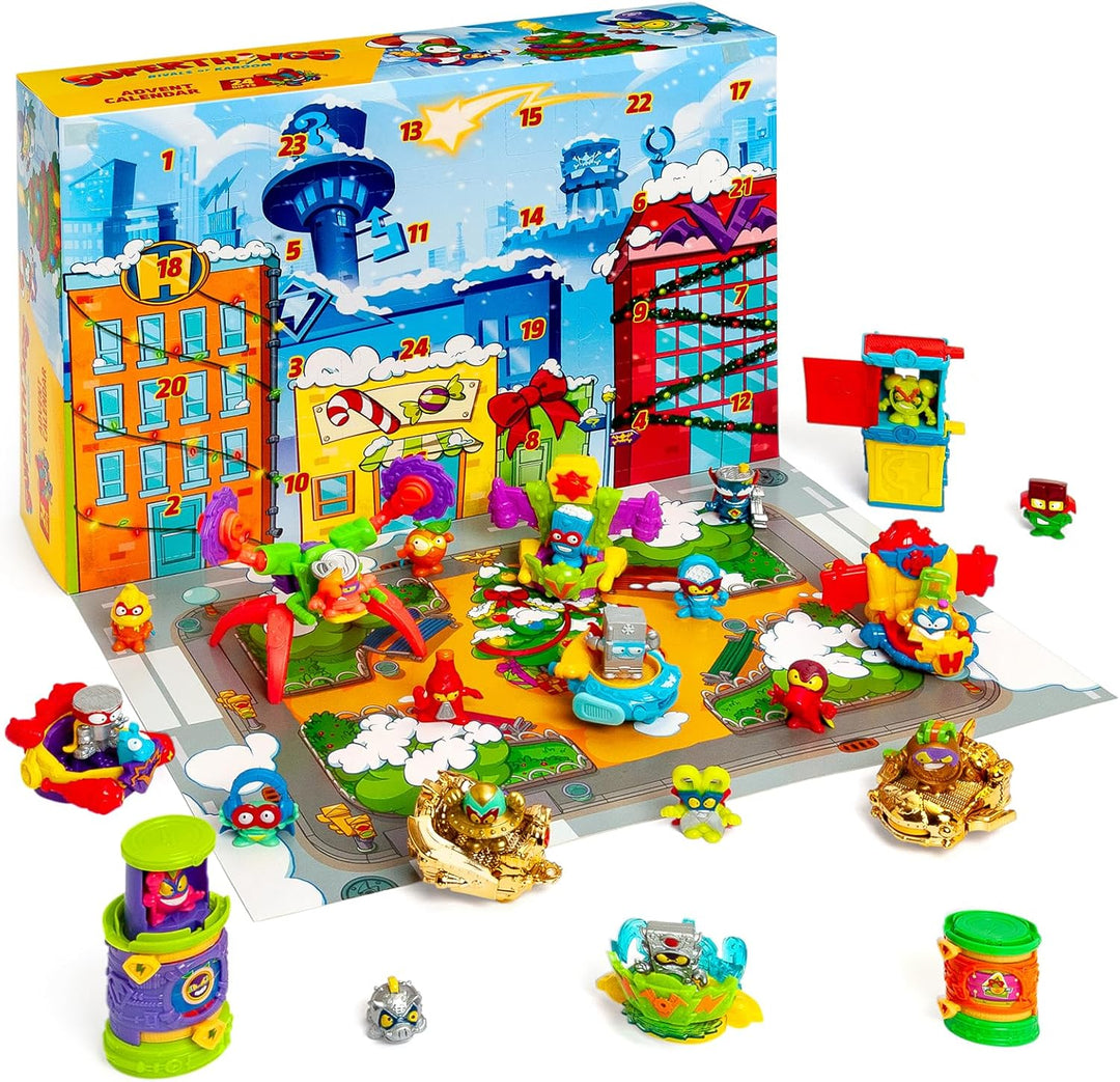 Superthings Adventskalender mit 24 besonderen Geschenken und Überraschungen. Enthält Minifiguren von