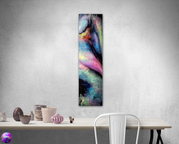 Bild auf Metall - 25 cm x 100 cm Moderne Kunst abstrakt - Kunstdruck auf leuchtend glänzenden Alumin