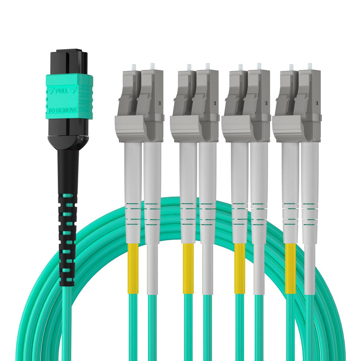10Gtek Fiber Optic Cable Patch Cord - MPO to 8X LC Fanout Fiber Jumper Cable, OM3 MMF 8-core Fiber,
