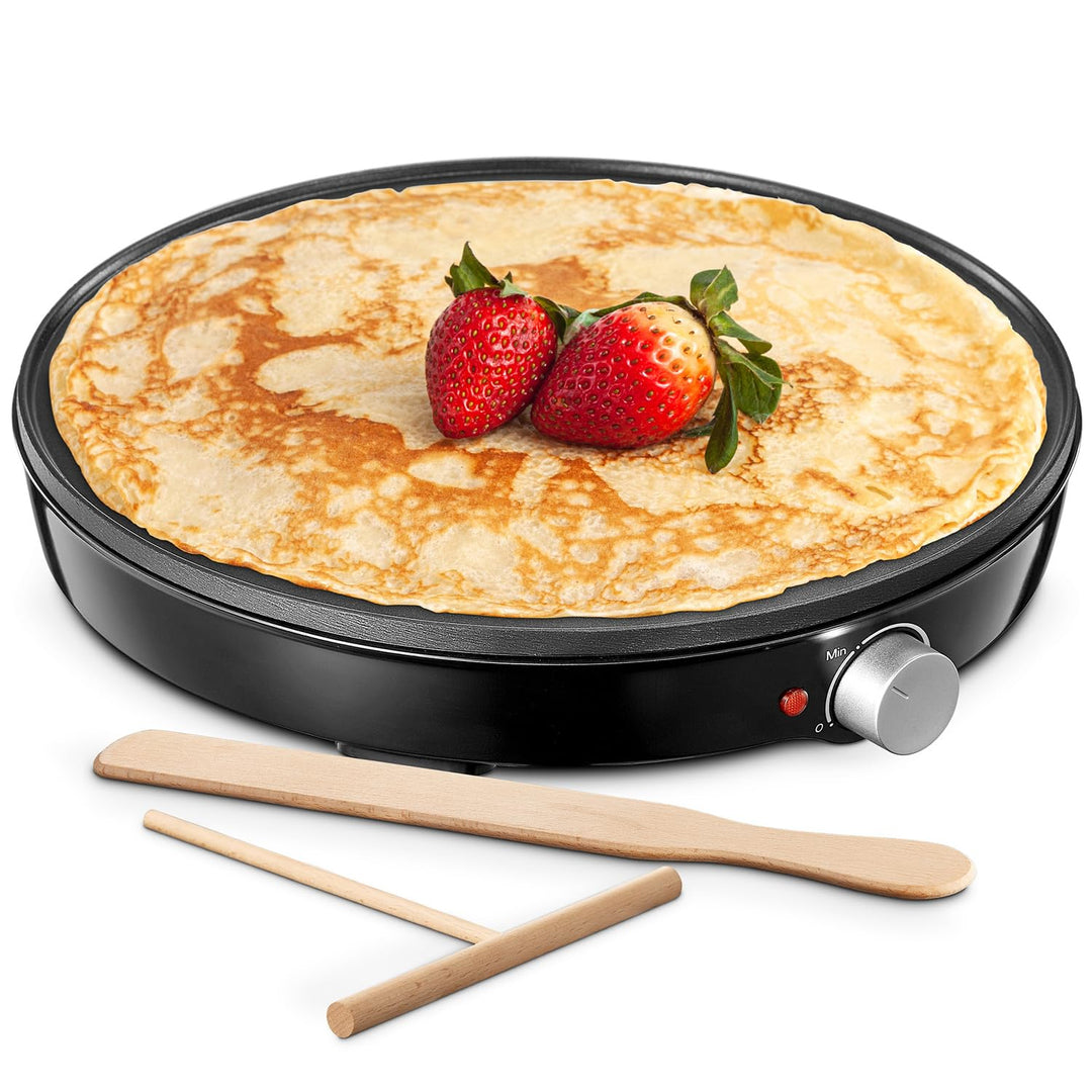 Yabano Crêpes maker, Ø 30 cm Retro Pancake Maker mit Wender und Teigverteiler