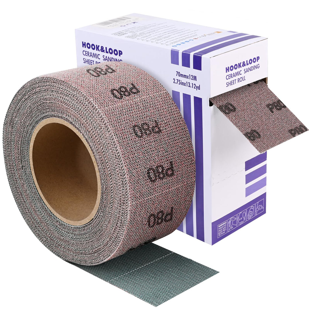 Körnung P80 Netz Schleifpapier Rolle Klett, 70 mm x 12 m, Kollokation mit 70mm Breites Handschleifer