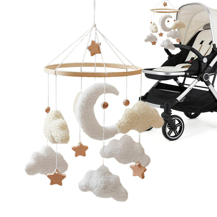 Mobile für Kinder - Pädagogisch wertvolles Mobile mit Holzsternen drehend | Boho Babybett-Mobile Wol