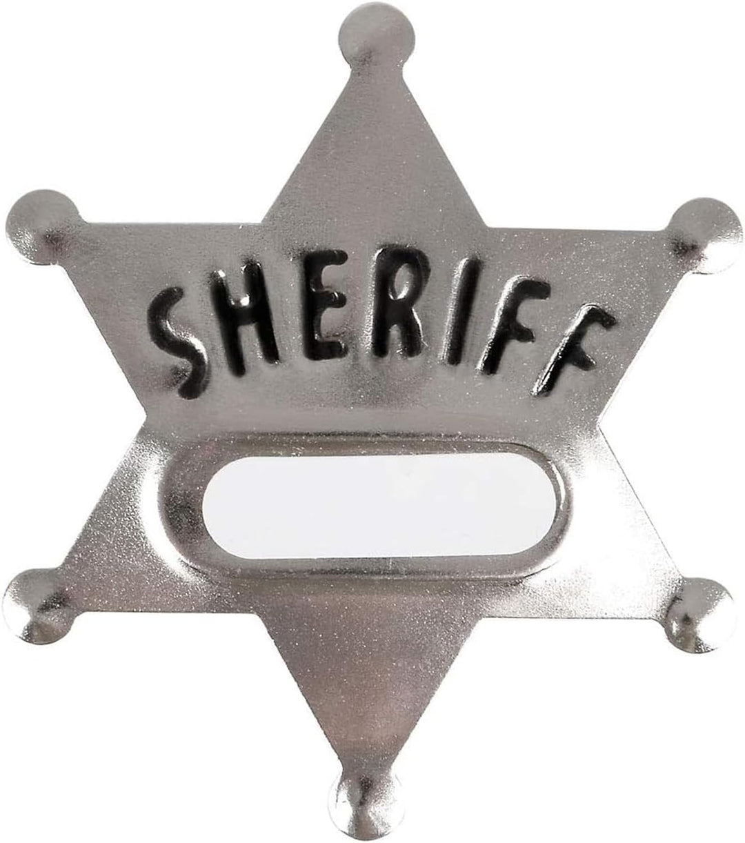 Bedwina Sheriff-Abzeichen aus Metall – (24 Stück) Silberne Stern-Namensschilder mit Aufklebern für p