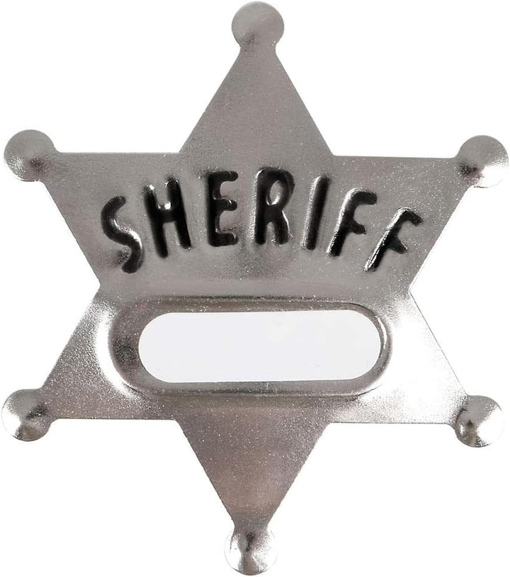 Bedwina Sheriff-Abzeichen aus Metall – (24 Stück) Silberne Stern-Namensschilder mit Aufklebern für p
