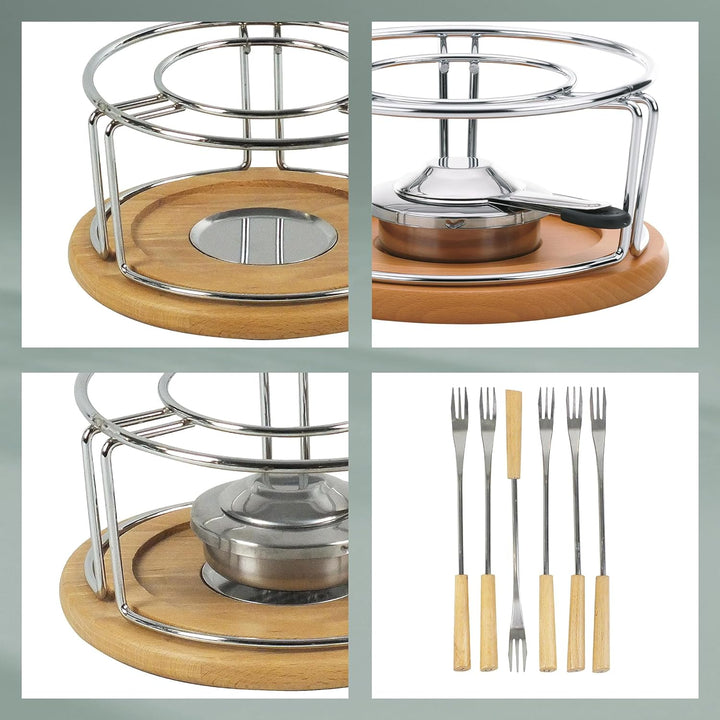 Kela 361306 Käsefondue-Set, Natürliches Design, 10-teilig, Feuerfeste Keramik, Käsefondue-Set Natura