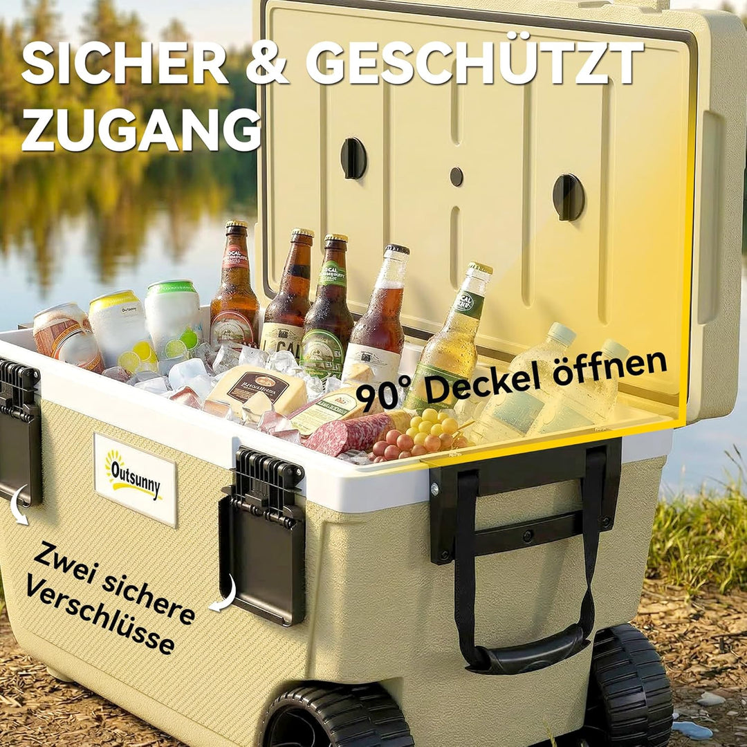 Outsunny Kühlbox 70L Grosse Passive Thermobox bis zu 72 Std. Kühlung, mit PU-Vollschaumisolierung Rä
