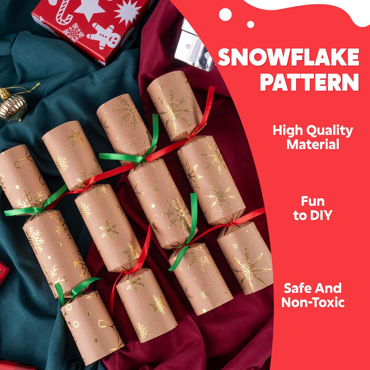 JOYIN 12er-Pack Weihnachts-Partygeschenke ohne Druckknopf Party-Tischgeschenk aus Kraftpapier mit Sc