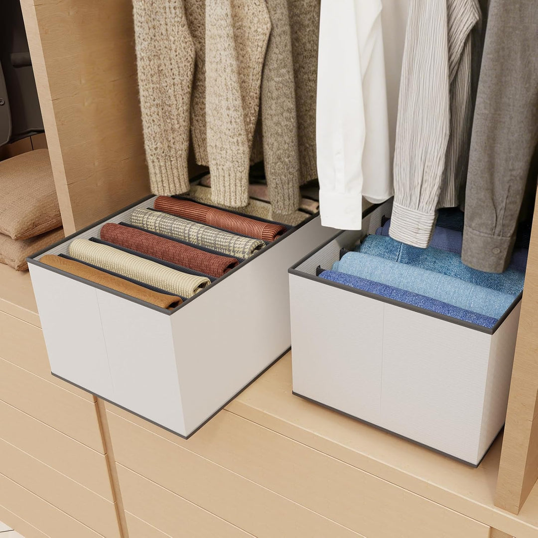 [4 Stück] Schrank Organizer Kleiderschrank Kleidung Aufbewahrung - 7 Fächer Faltbare Schubladen Ordn