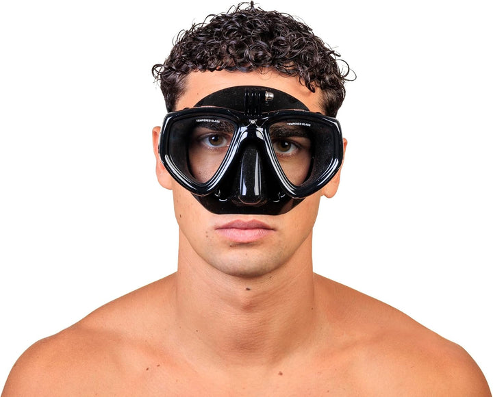 SEAC Unisex-Adult One Pro Maske mit Adapter für GoPro Videokamera zum Tauchen und Schnorcheln, Schwa