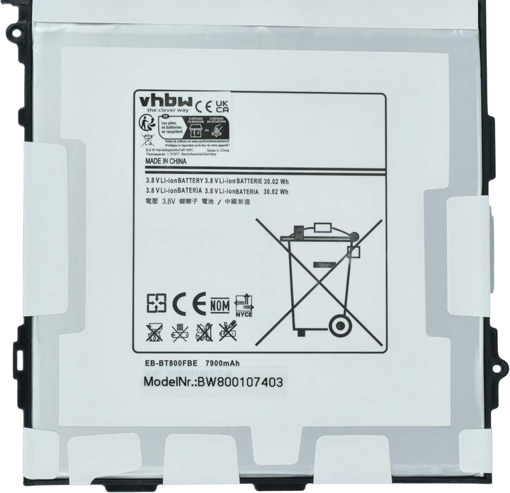 vhbw Akku Ersatz für Samsung EB-BT800FBC, EB-BT800FBE für Tablet Pad (7900 mAh, 3,8 V, Li-Polymer)