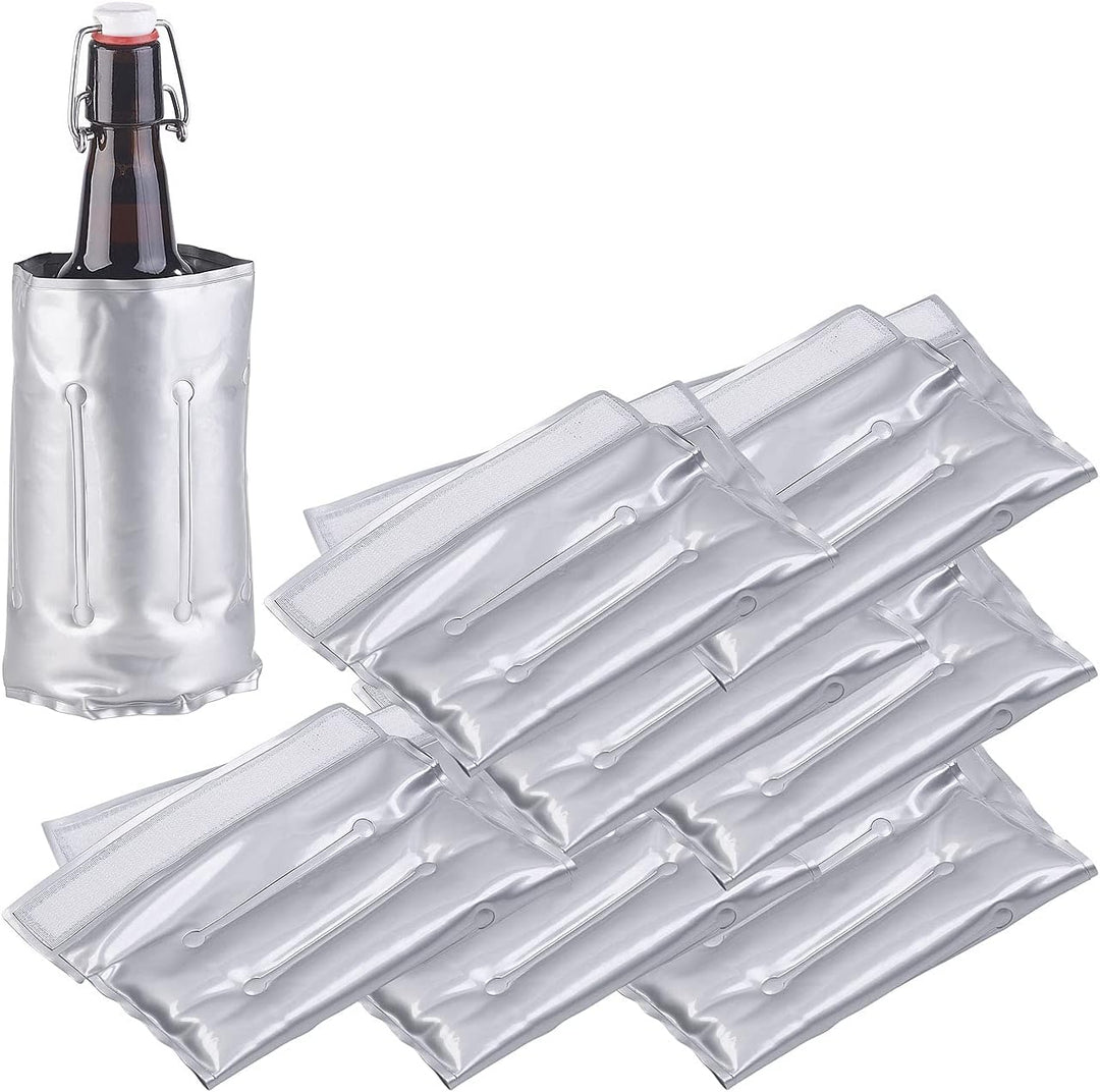 infactory Getränke Kühler: 8er-Set Flaschenkühler, Ø 75-86 mm, Klettverschluss, Kühl-/Wärme-Gel (Küh